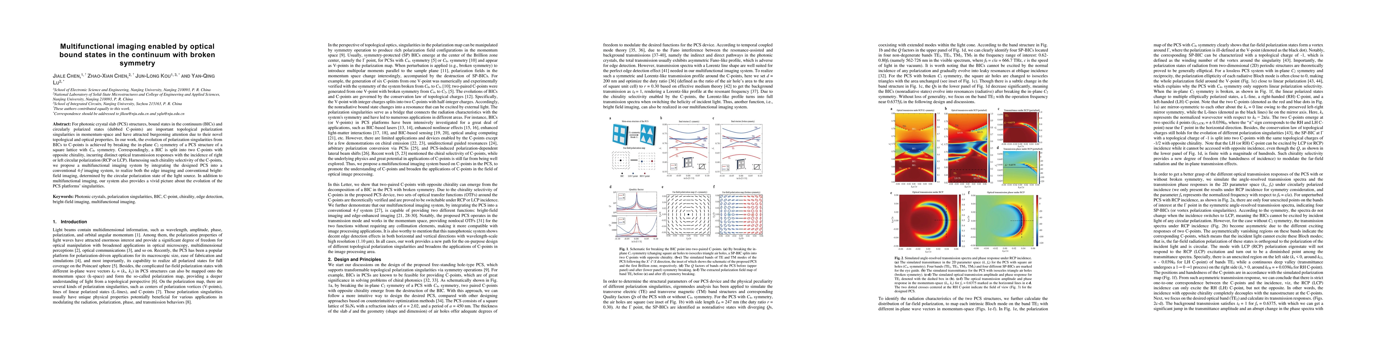 Thumbnail for Multifunctional imaging enabled by optical bound states in the continuum
  with broken symmetry