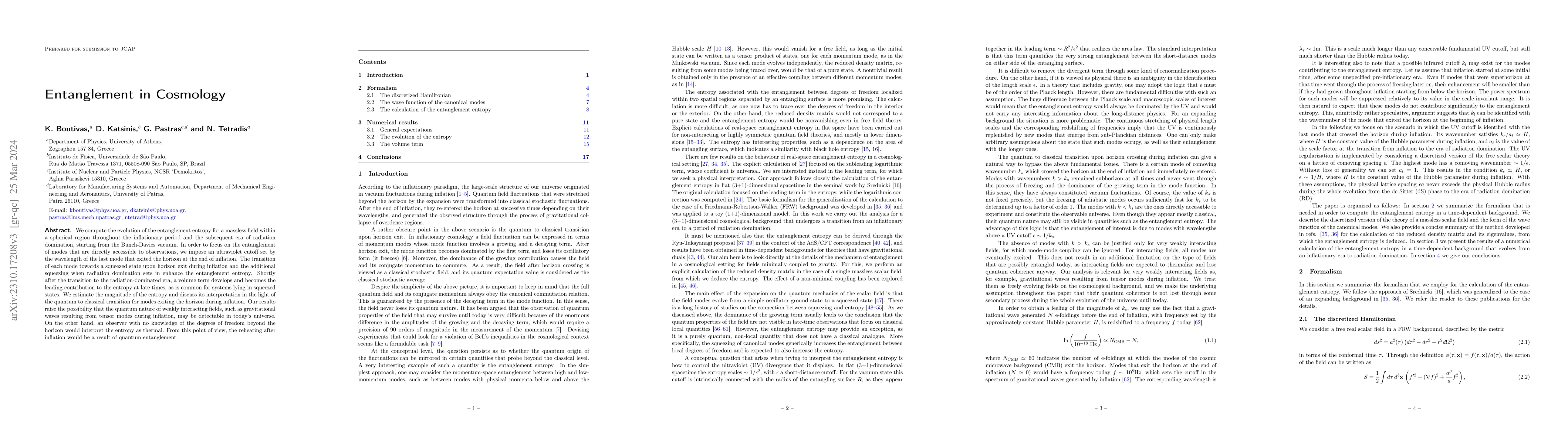 Thumbnail for Entanglement in Cosmology