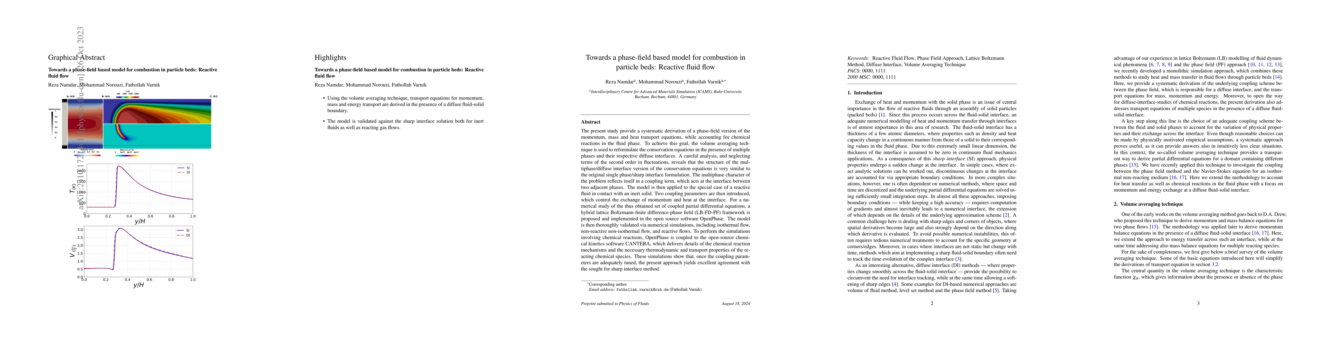 Thumbnail for Towards a phase-field based model for combustion in particle beds:
  Reactive fluid flow