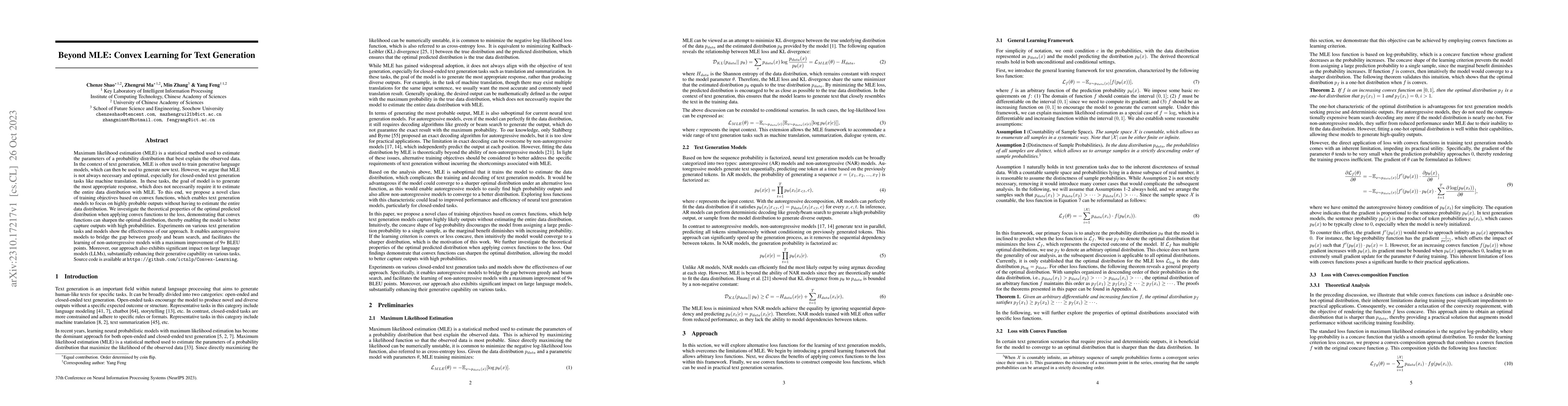 Thumbnail for Beyond MLE: Convex Learning for Text Generation