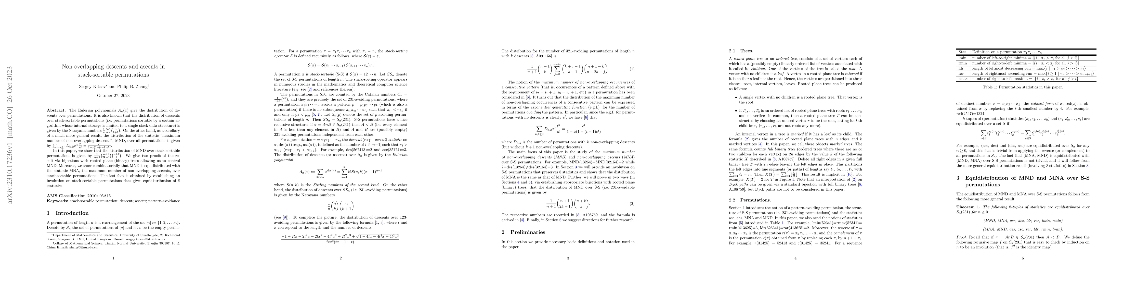 Thumbnail for Non-overlapping descents and ascents in stack-sortable permutations