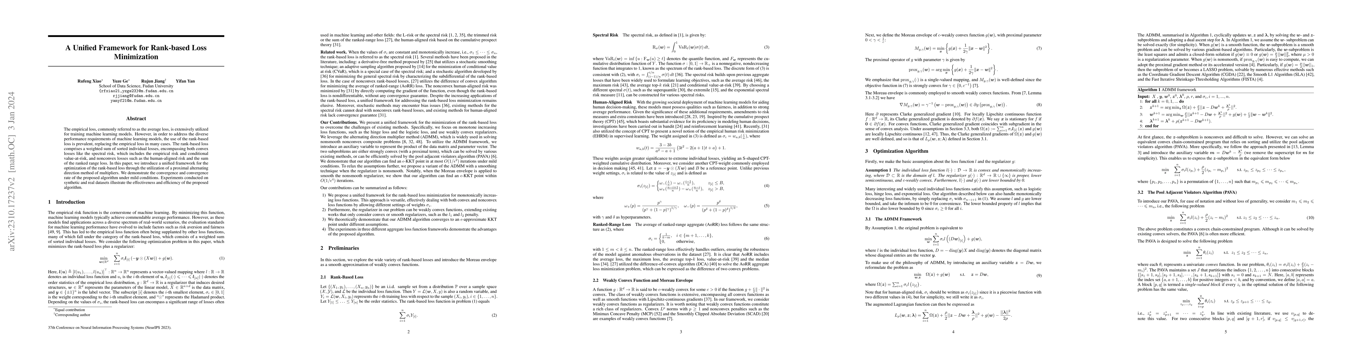 Thumbnail for A Unified Framework for Rank-based Loss Minimization