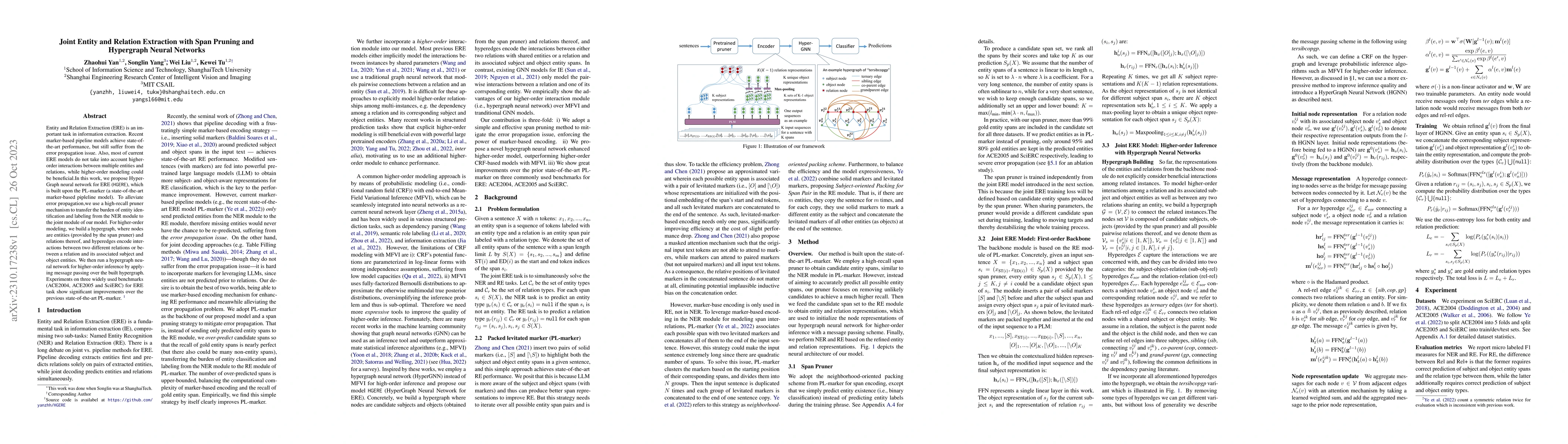 Thumbnail for Joint Entity and Relation Extraction with Span Pruning and Hypergraph
  Neural Networks