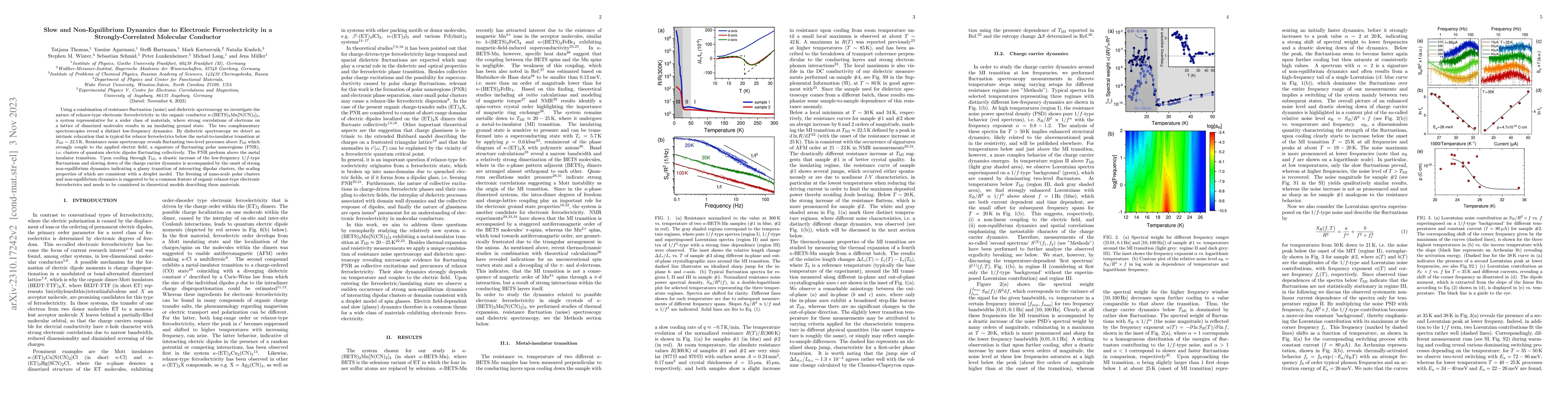 Thumbnail for Slow and Non-Equilibrium Dynamics due to Electronic Ferroelectricity in
  a Strongly-Correlated Molecular Conductor
