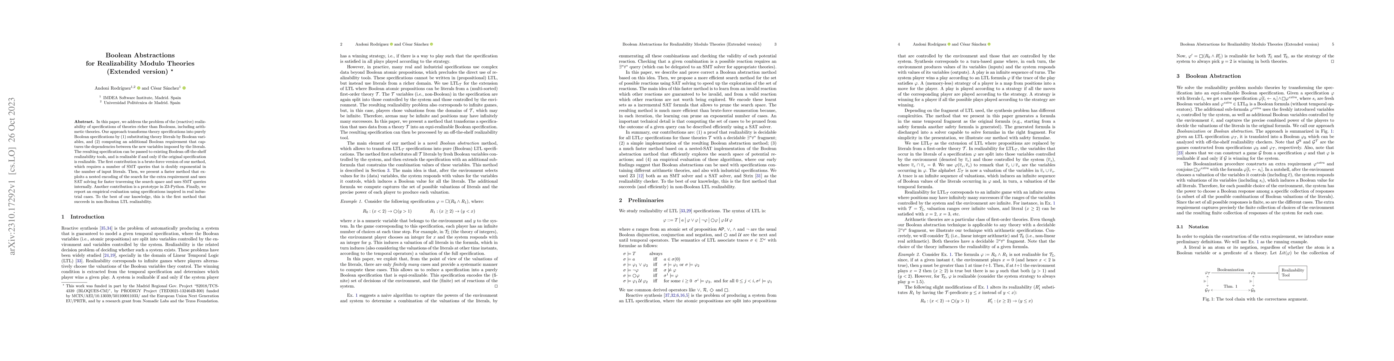 Thumbnail for Boolean Abstractions for Realizability Modulo Theories (Extended
  version)