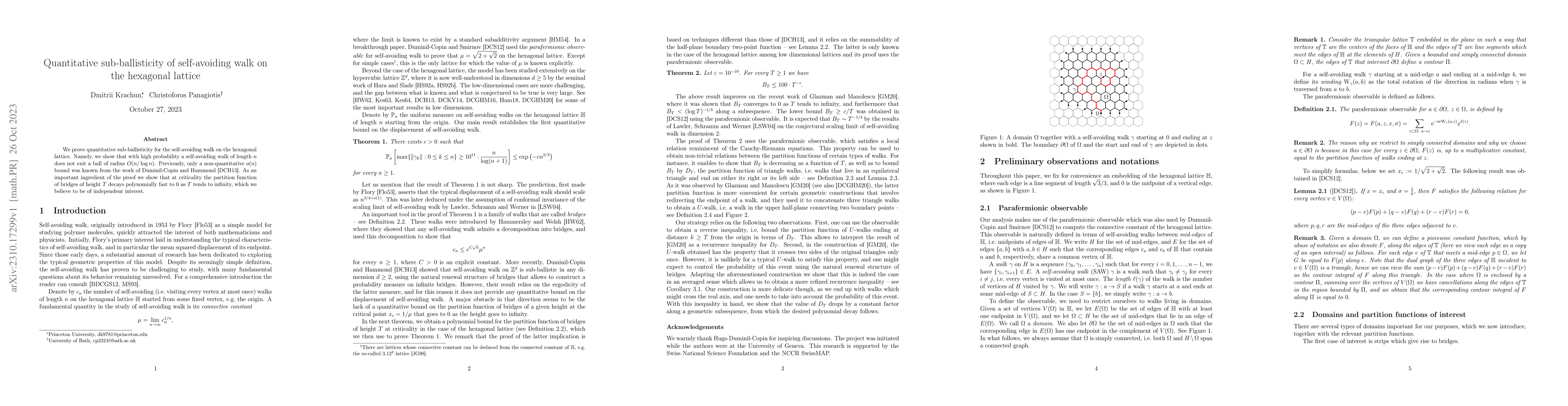 Thumbnail for Quantitative sub-ballisticity of self-avoiding walk on the hexagonal
  lattice