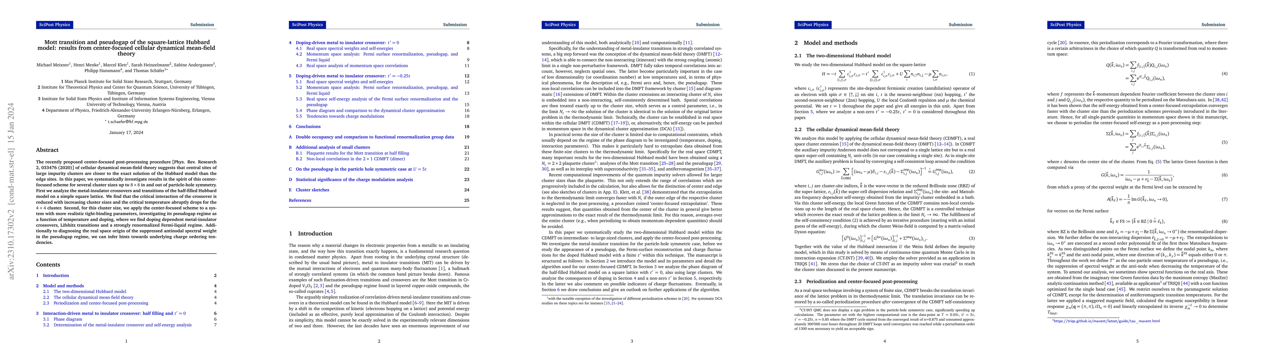 Thumbnail for Mott transition and pseudogap of the square-lattice Hubbard model:
  results from center-focused cellular dynamical mean-field theory