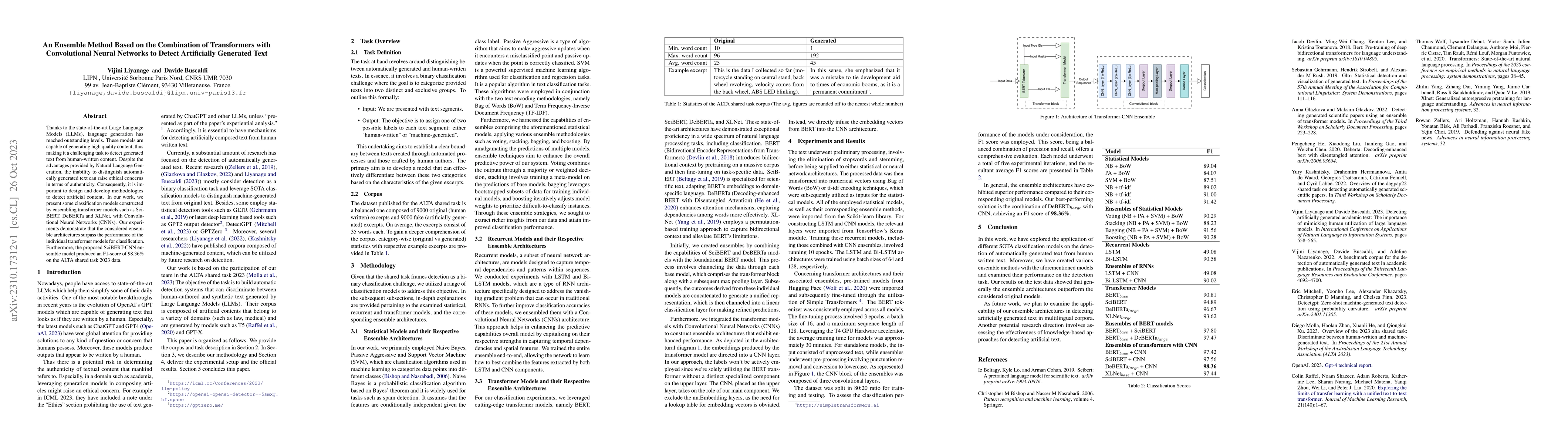 Thumbnail for An Ensemble Method Based on the Combination of Transformers with
  Convolutional Neural Networks to Detect Artificially Generated Text