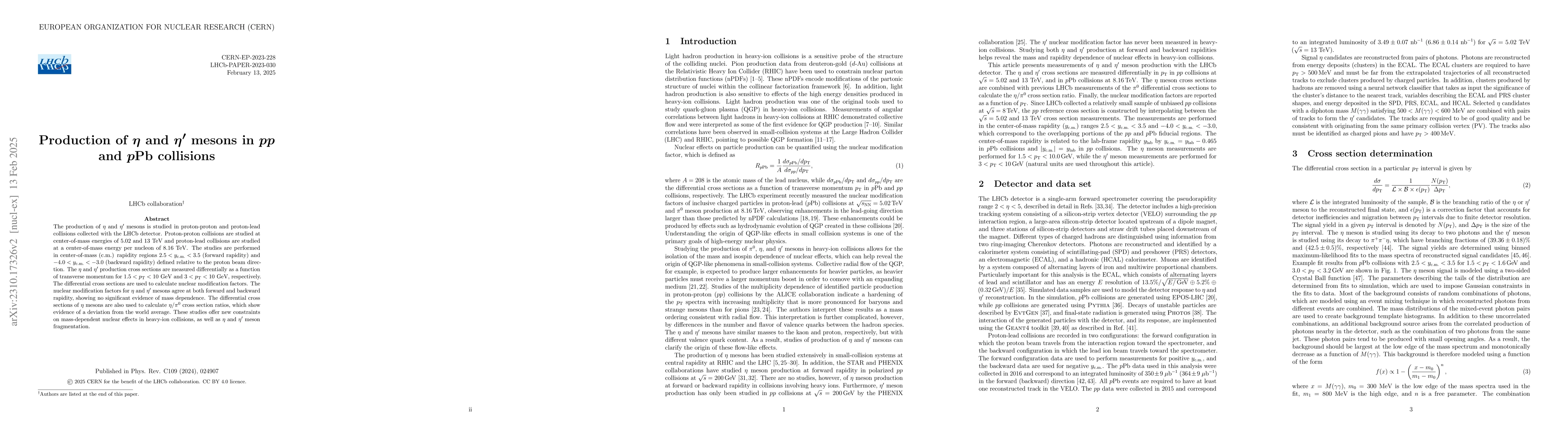 Thumbnail for Studies of $\eta$ and $\eta'$ production in $pp$ and $p$Pb collisions