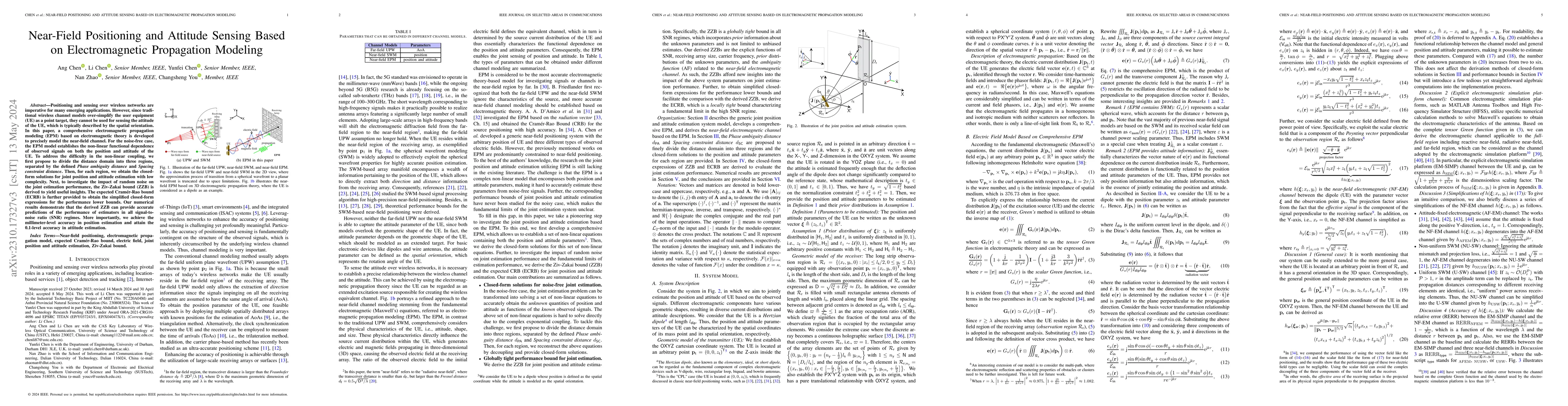 Thumbnail for Near-Field Positioning and Attitude Sensing Based on Electromagnetic
  Propagation Modeling