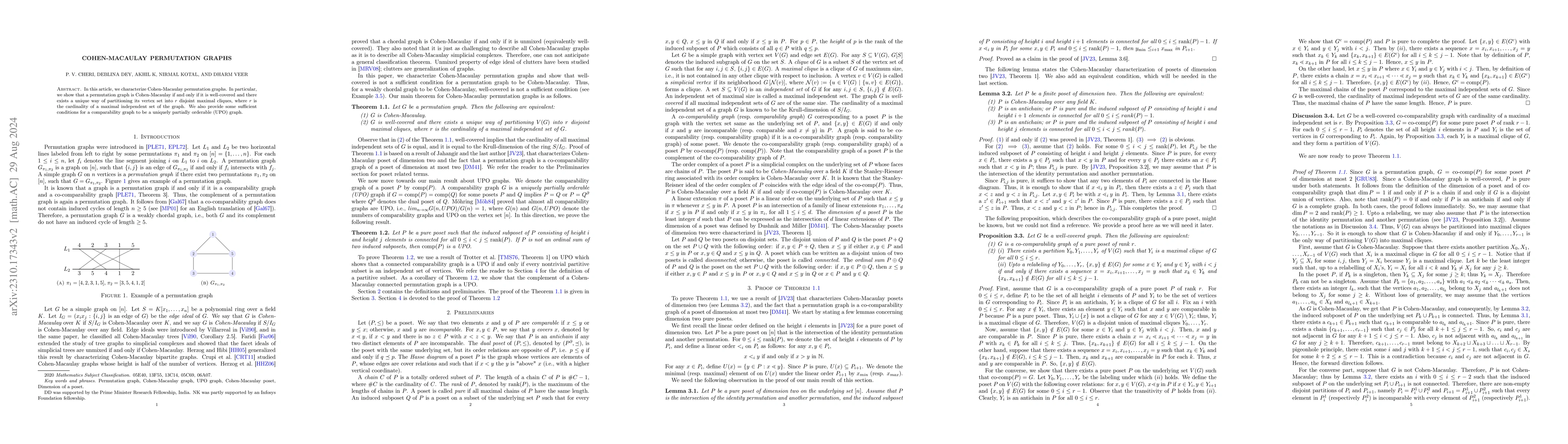 Thumbnail for Cohen-Macaulay permutation graphs