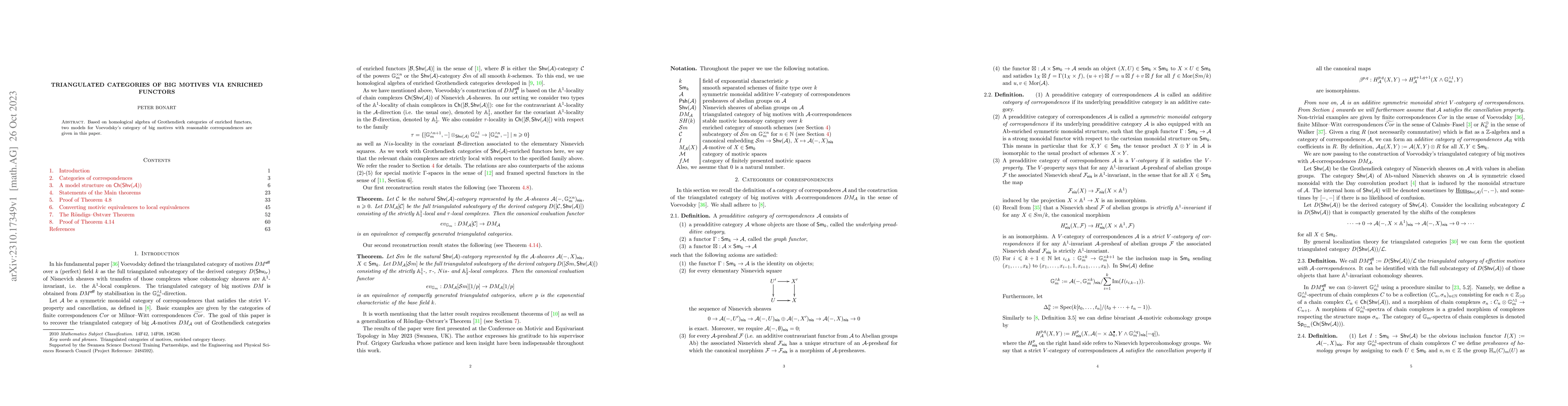 Thumbnail for Triangulated Categories of Big Motives via Enriched Functors