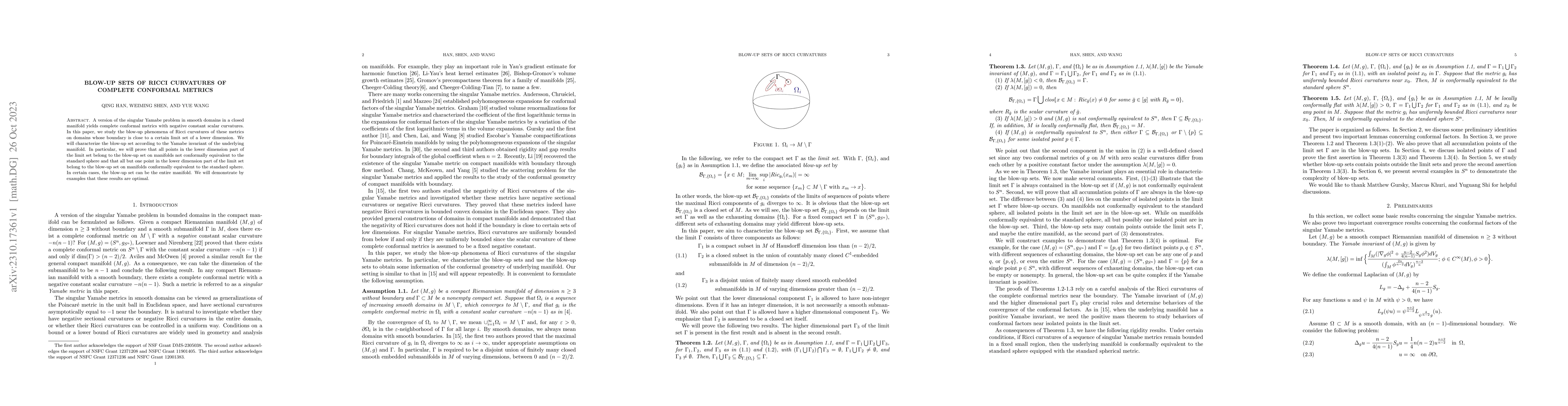 Thumbnail for Blow-up sets of Ricci curvatures of complete conformal metrics