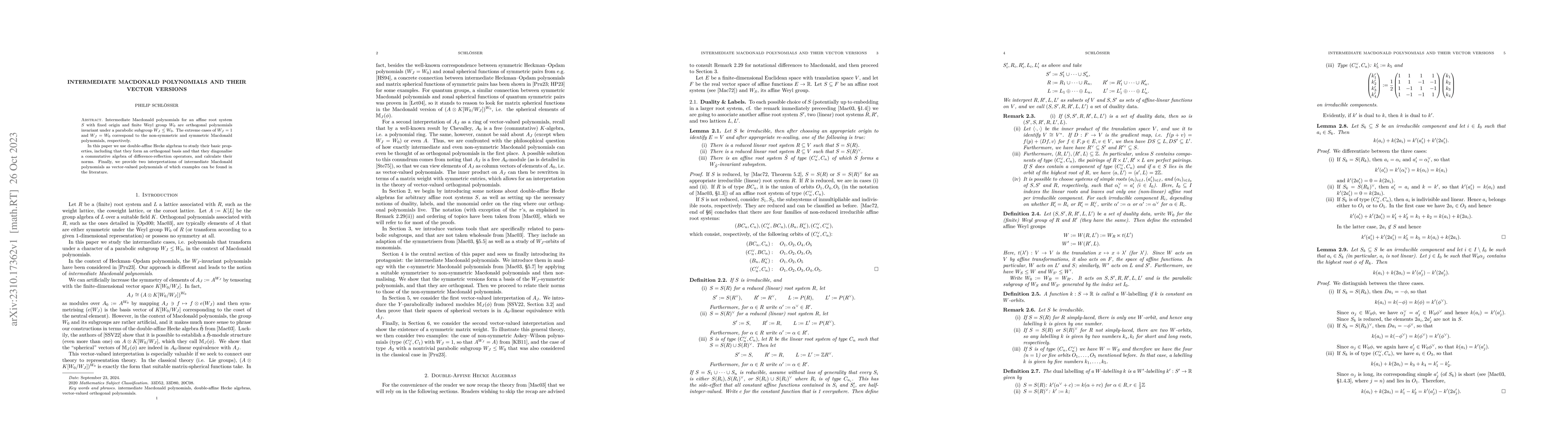 Thumbnail for Intermediate Macdonald Polynomials and Their Vector Versions