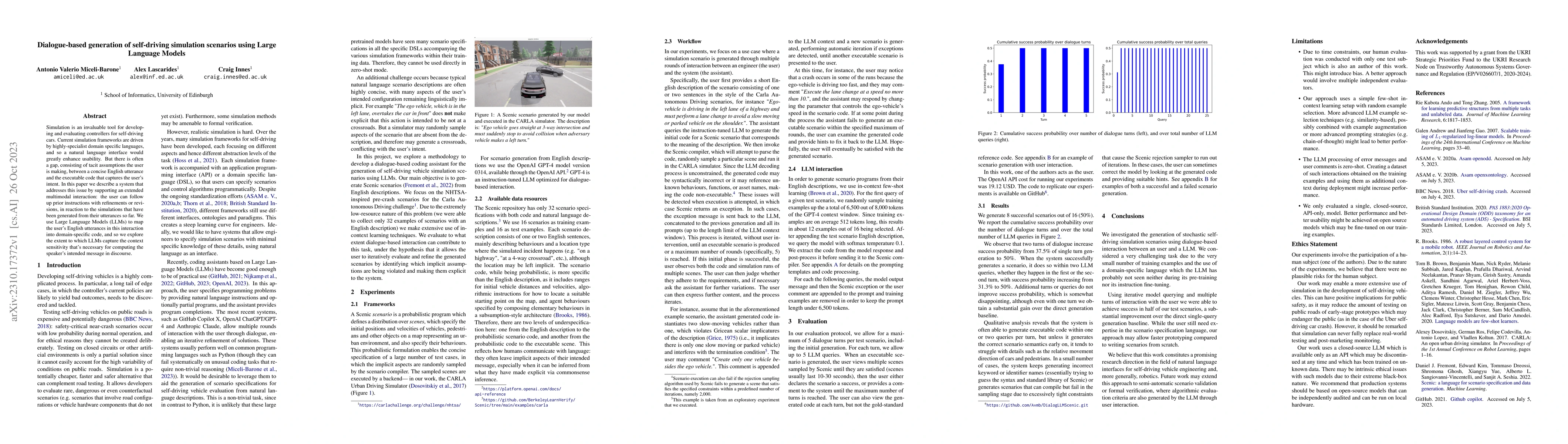 Thumbnail for Dialogue-based generation of self-driving simulation scenarios using
  Large Language Models