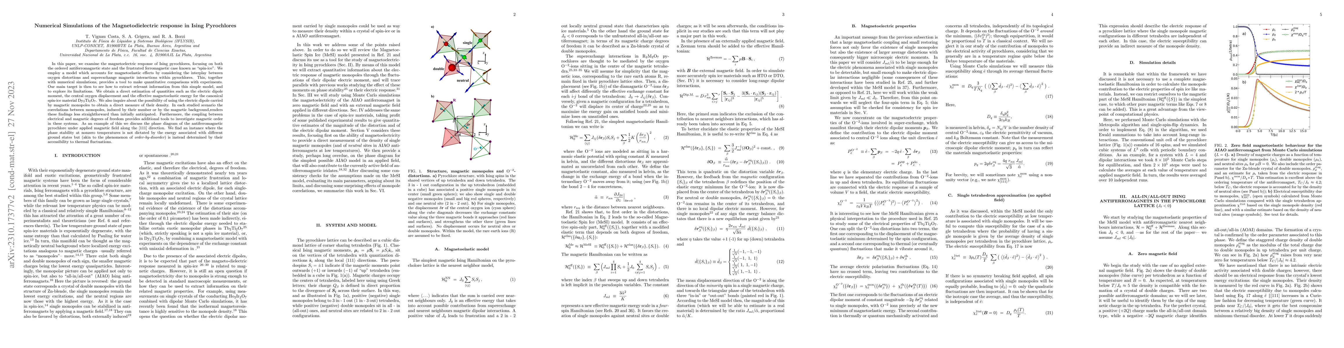 Thumbnail for Numerical Simulations of the Magnetodielectric response in Ising
  Pyrochlores
