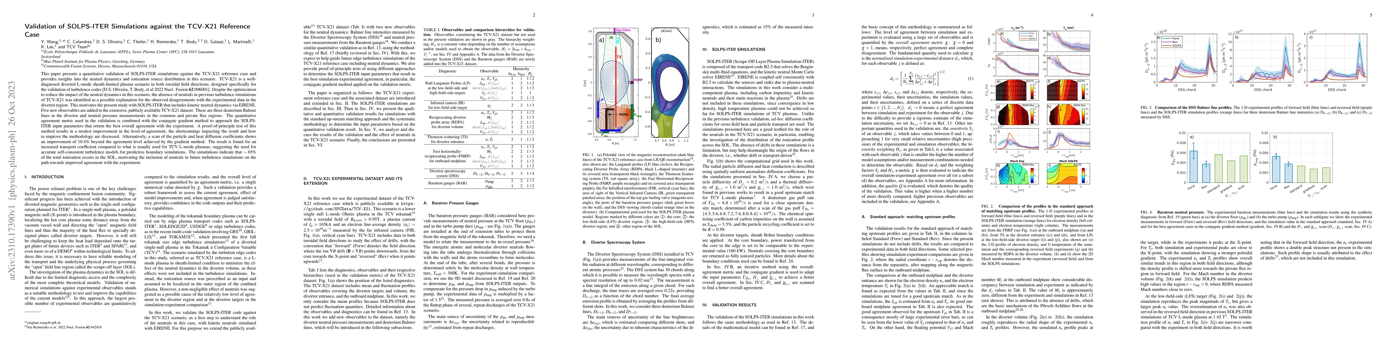 Thumbnail for Validation of SOLPS-ITER Simulations against the TCV-X21 Reference Case