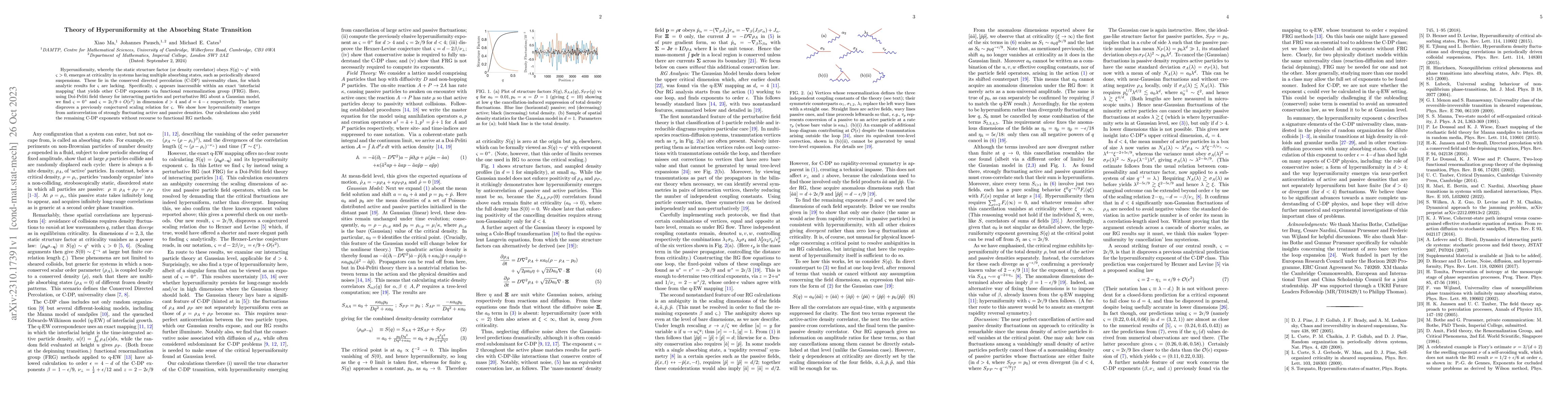 Thumbnail for Theory of Hyperuniformity at the Absorbing State Transition