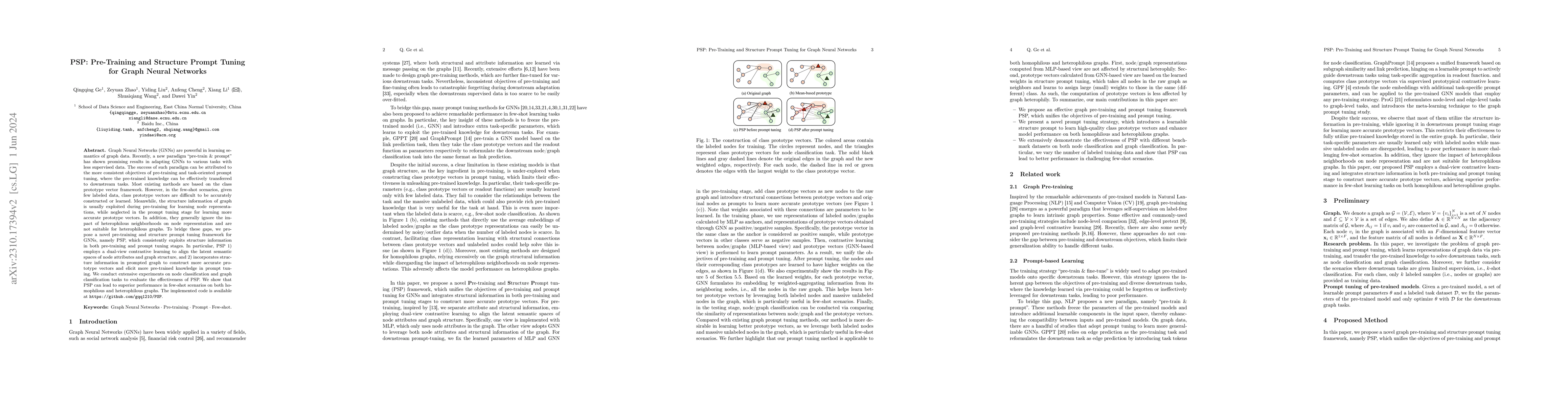 Thumbnail for PSP: Pre-Training and Structure Prompt Tuning for Graph Neural Networks