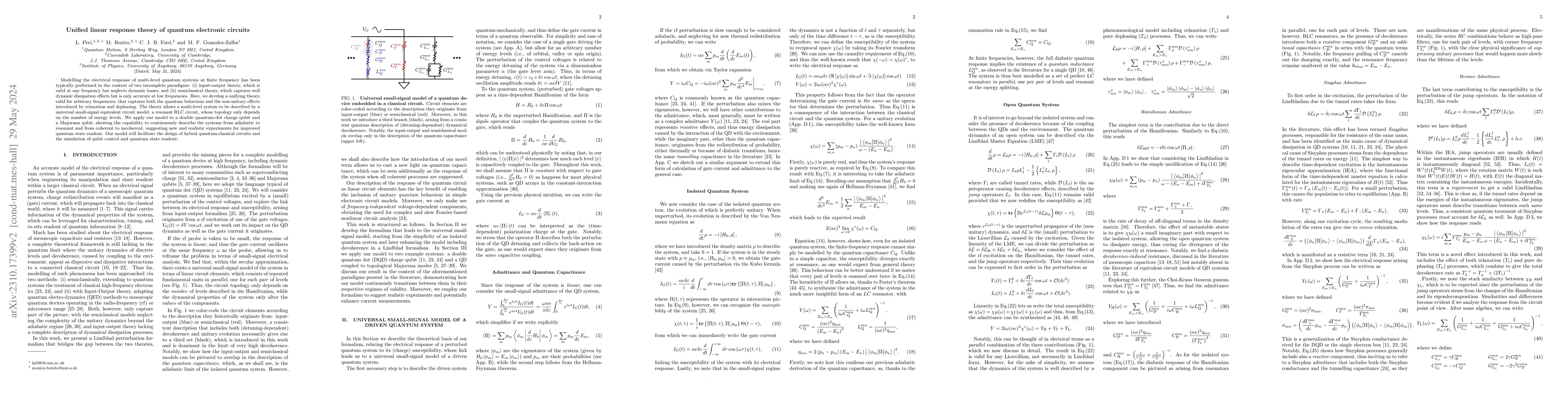 Thumbnail for Unified linear response theory of quantum electronic circuits