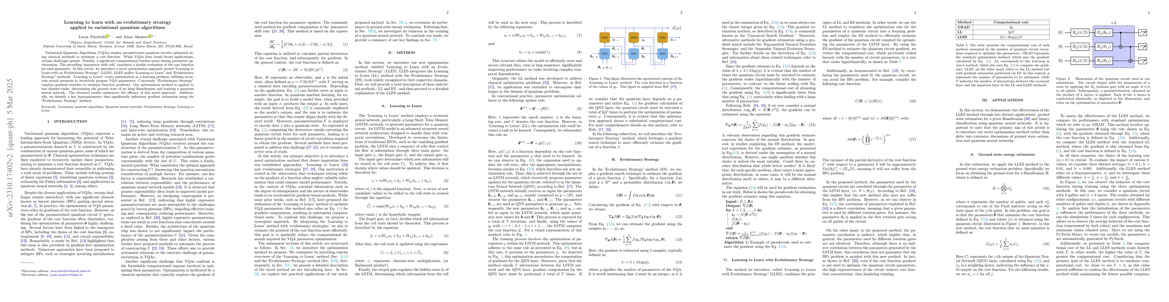 Thumbnail for Learning to learn with an evolutionary strategy applied to variational
  quantum algorithms
