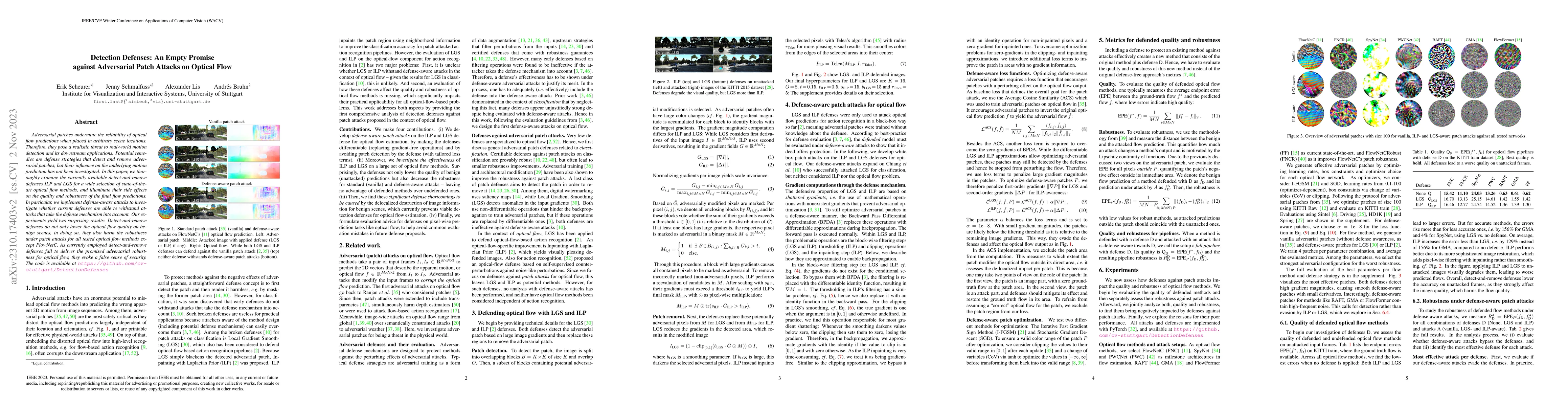 Thumbnail for Detection Defenses: An Empty Promise against Adversarial Patch Attacks
  on Optical Flow