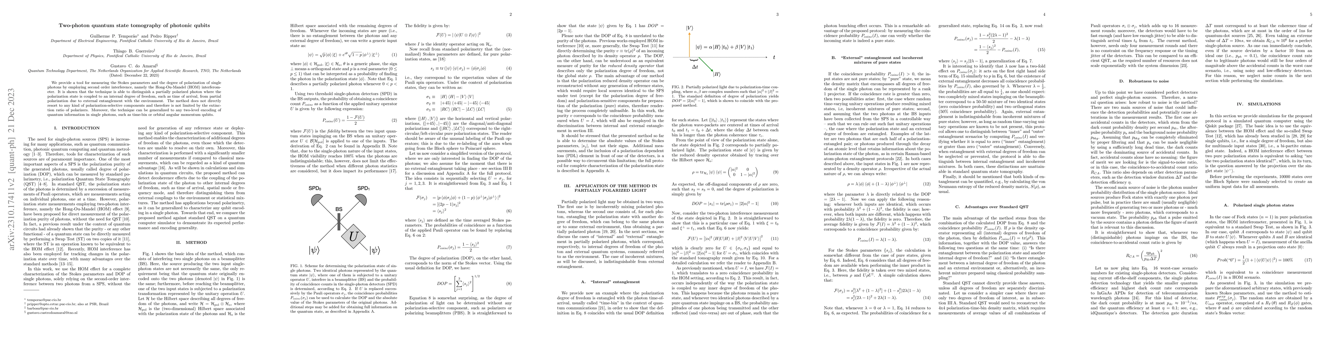 Thumbnail for Two-photon quantum state tomography of photonic qubits