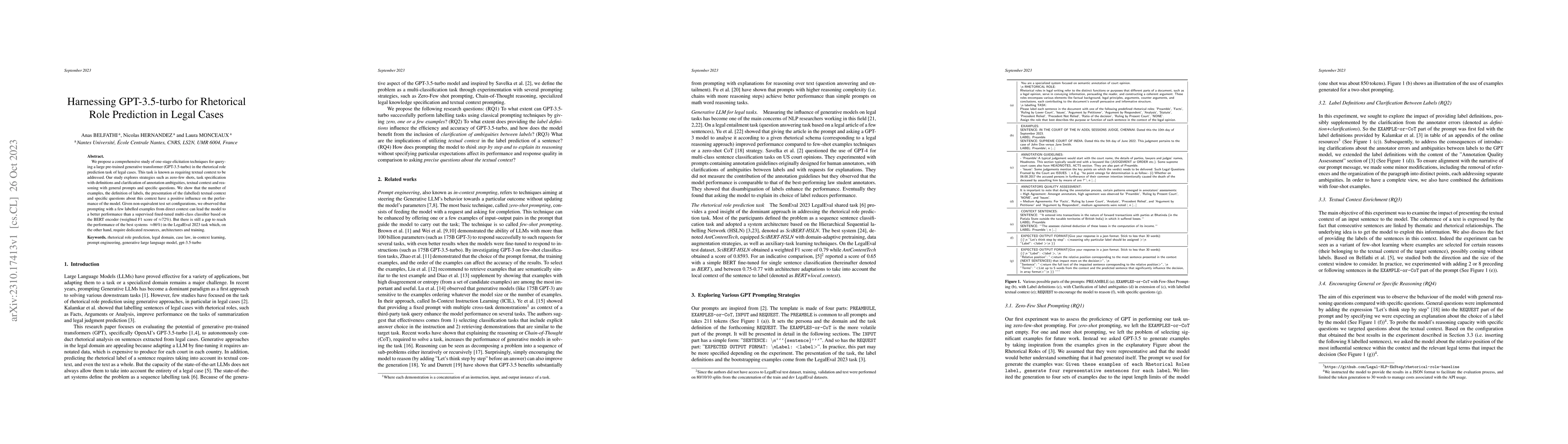 Thumbnail for Harnessing GPT-3.5-turbo for Rhetorical Role Prediction in Legal Cases