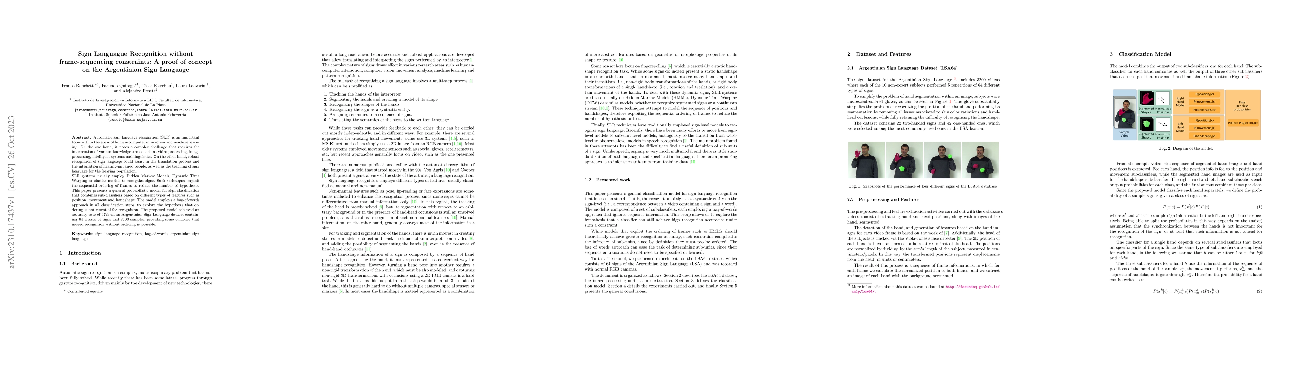 Thumbnail for Sign Languague Recognition without frame-sequencing constraints: A proof
  of concept on the Argentinian Sign Language
