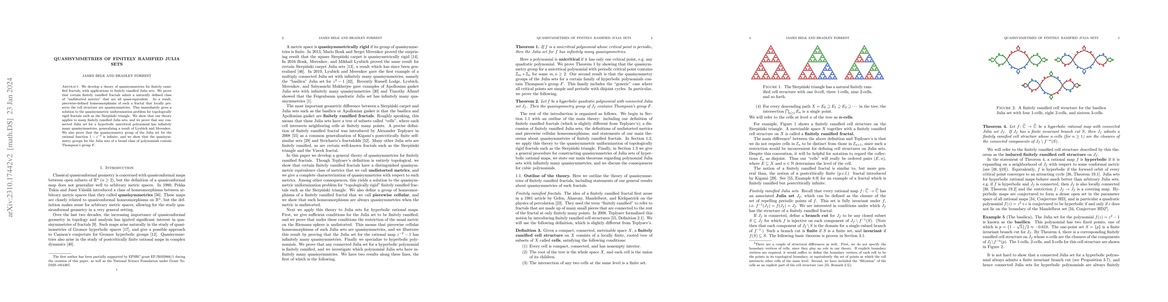 Thumbnail for Quasisymmetries of finitely ramified Julia sets