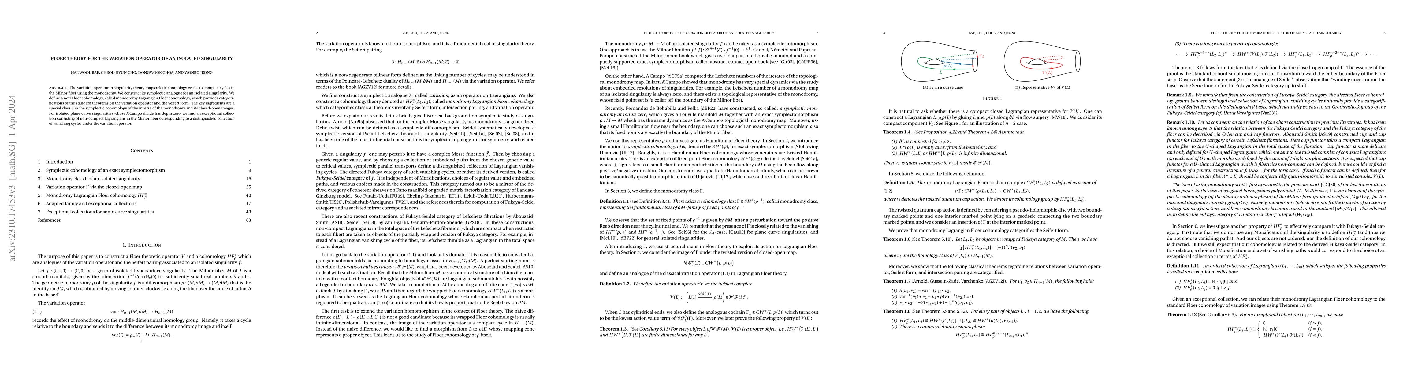Thumbnail for Floer theory for the variation operator of an isolated singularity