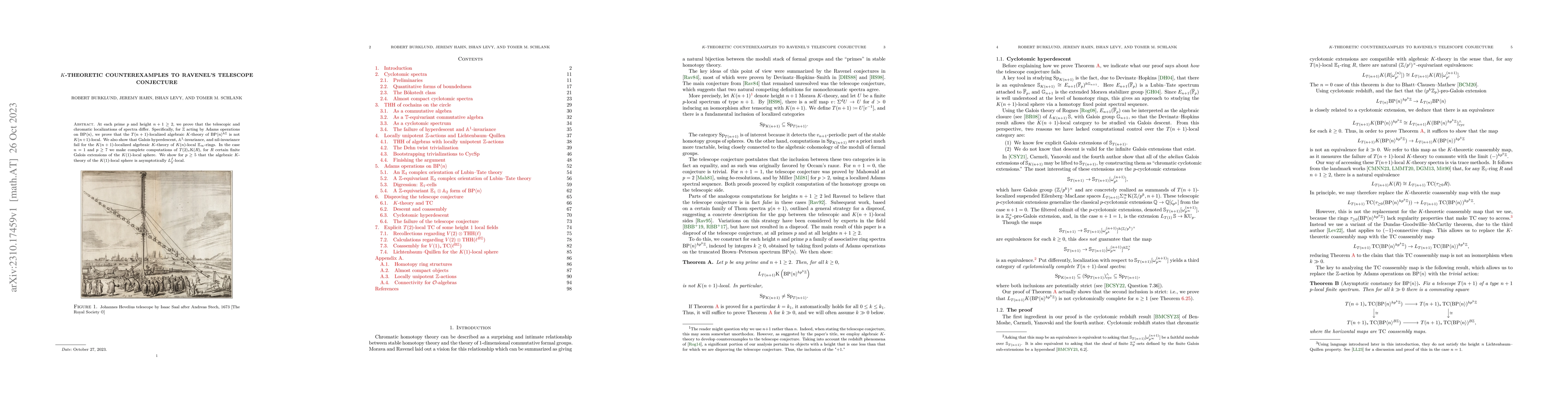 Thumbnail for $K$-theoretic counterexamples to Ravenel's telescope conjecture
