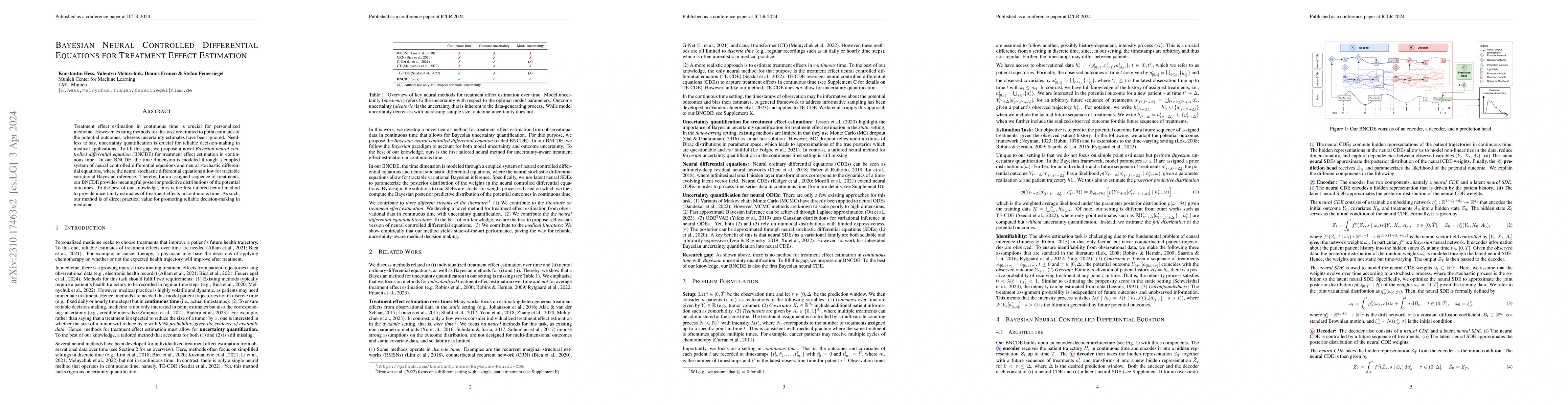 Thumbnail for Bayesian Neural Controlled Differential Equations for Treatment Effect
  Estimation