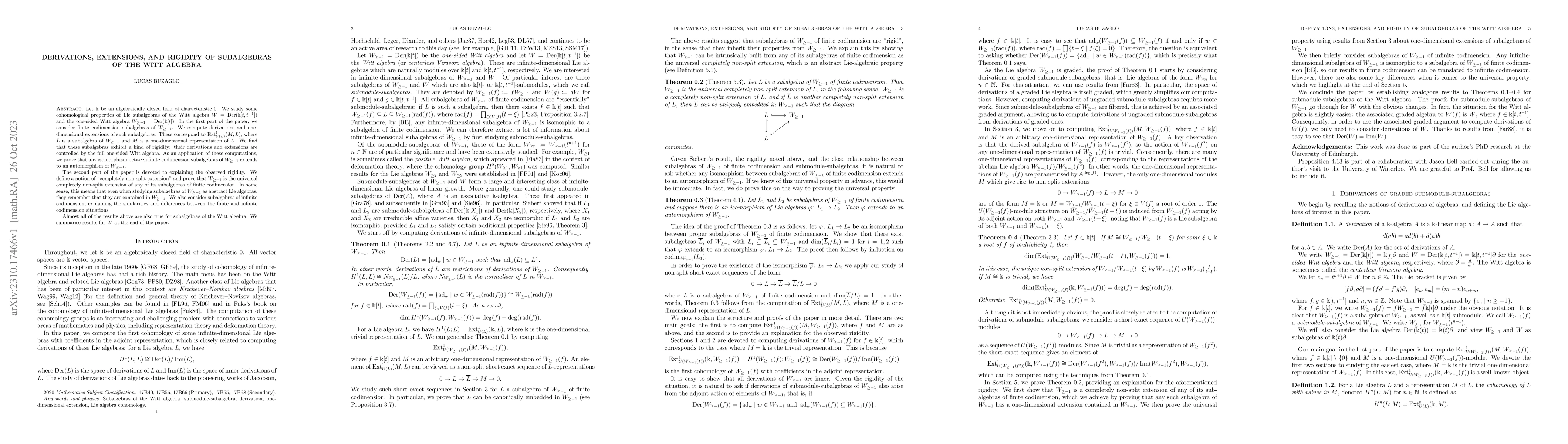 Thumbnail for Derivations, extensions, and rigidity of subalgebras of the Witt algebra