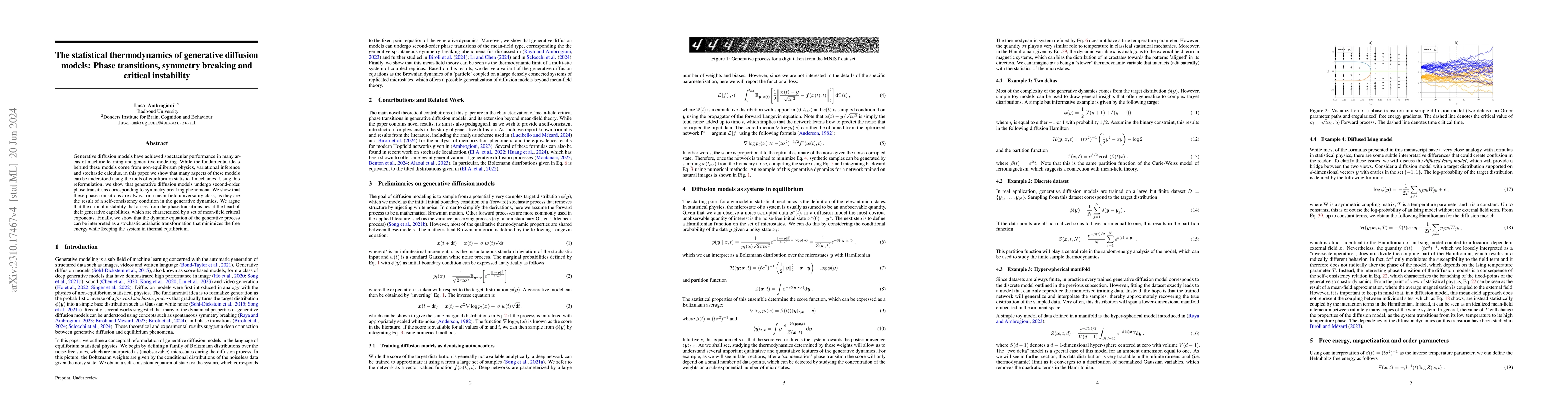 Thumbnail for The statistical thermodynamics of generative diffusion models: Phase
  transitions, symmetry breaking and critical instability