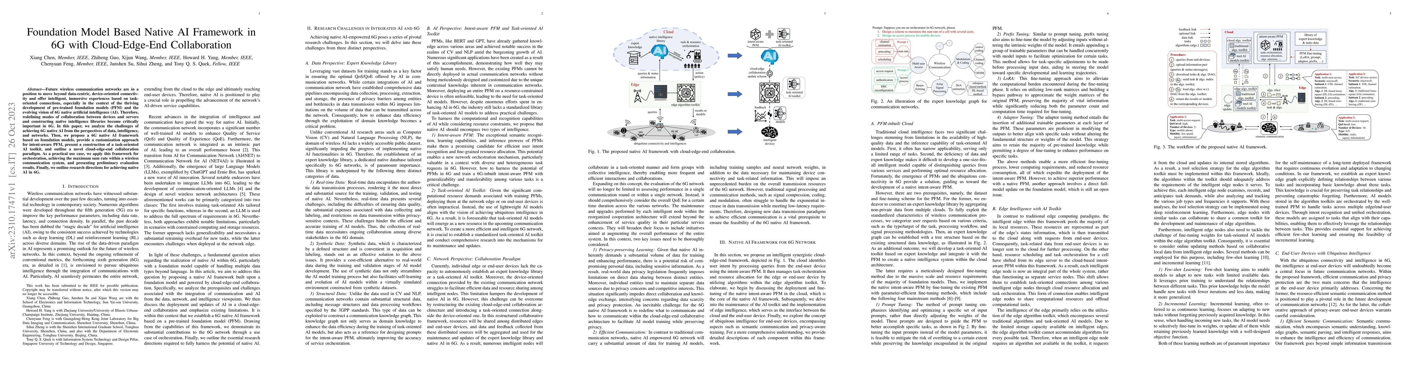 Thumbnail for Foundation Model Based Native AI Framework in 6G with Cloud-Edge-End
  Collaboration
