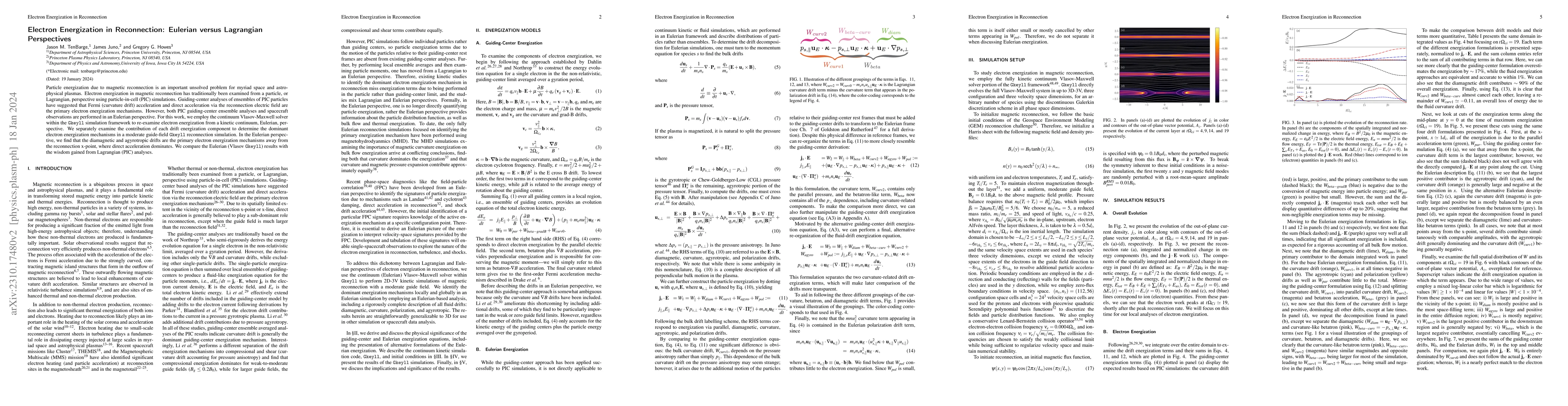 Thumbnail for Electron Energization in Reconnection: Eulerian versus Lagrangian
  Perspectives