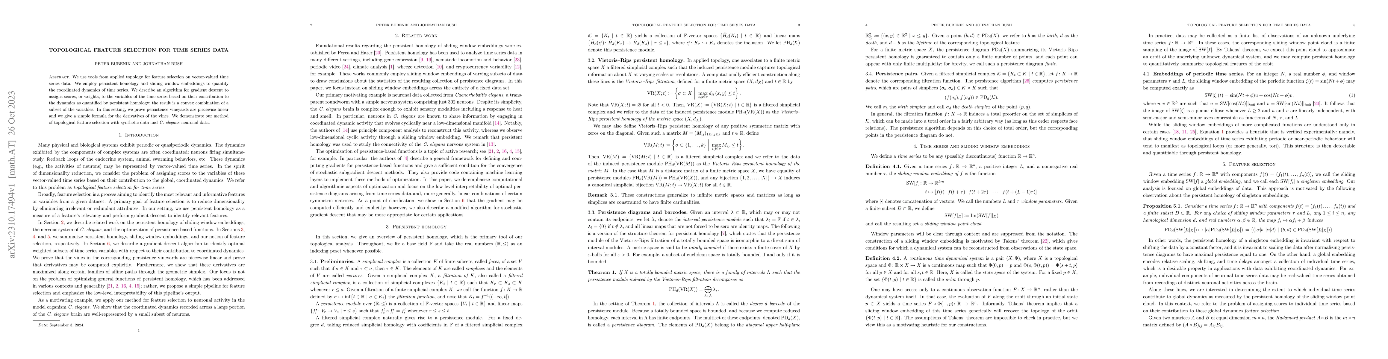 Thumbnail for Topological feature selection for time series data