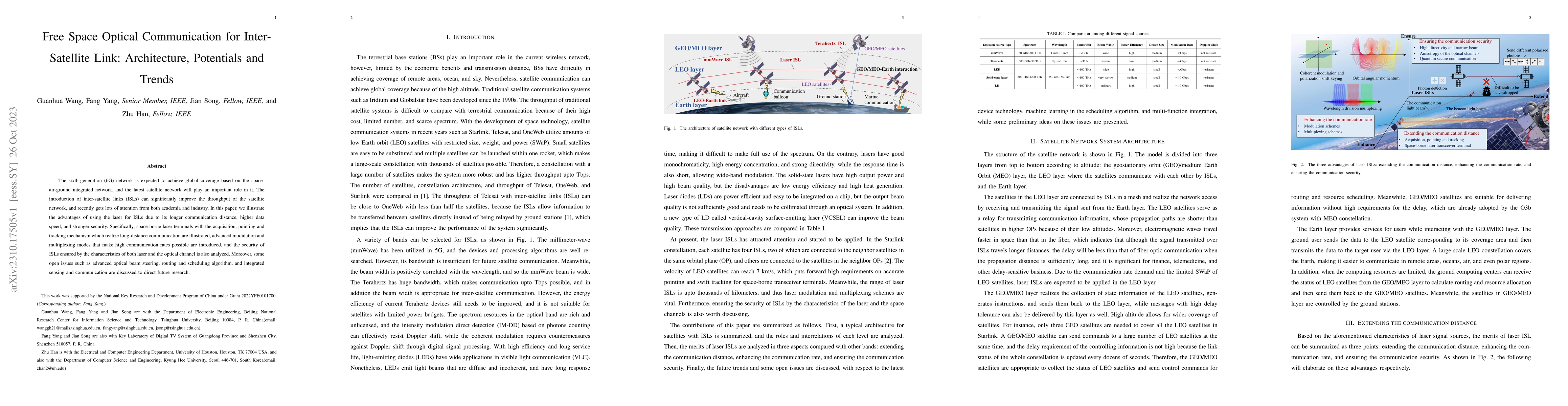 Thumbnail for Free Space Optical Communication for Inter-Satellite Link: Architecture,
  Potentials and Trends