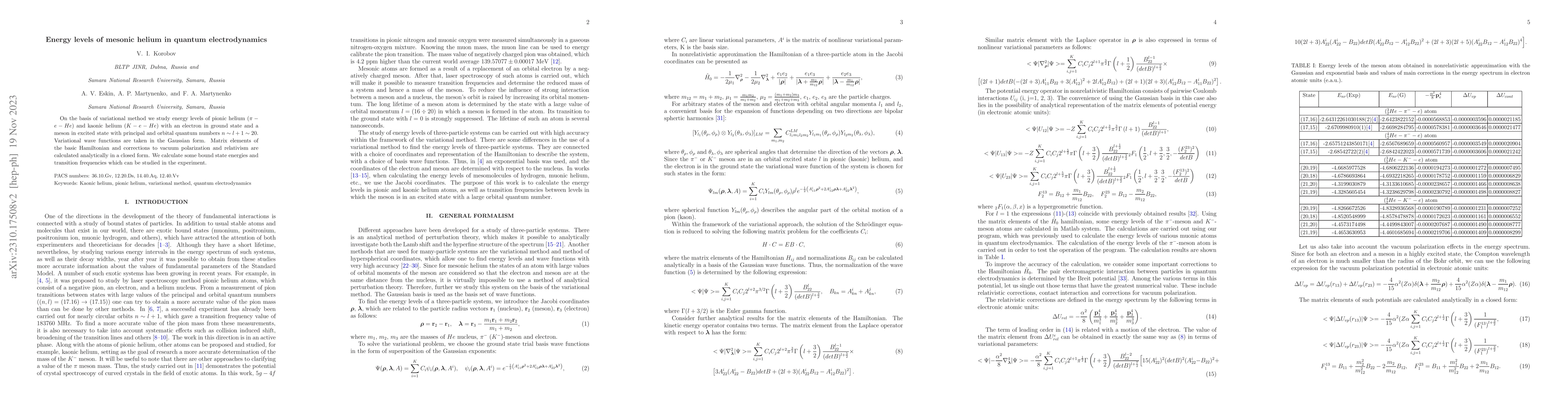 Thumbnail for Energy levels of mesonic helium in quantum electrodynamics