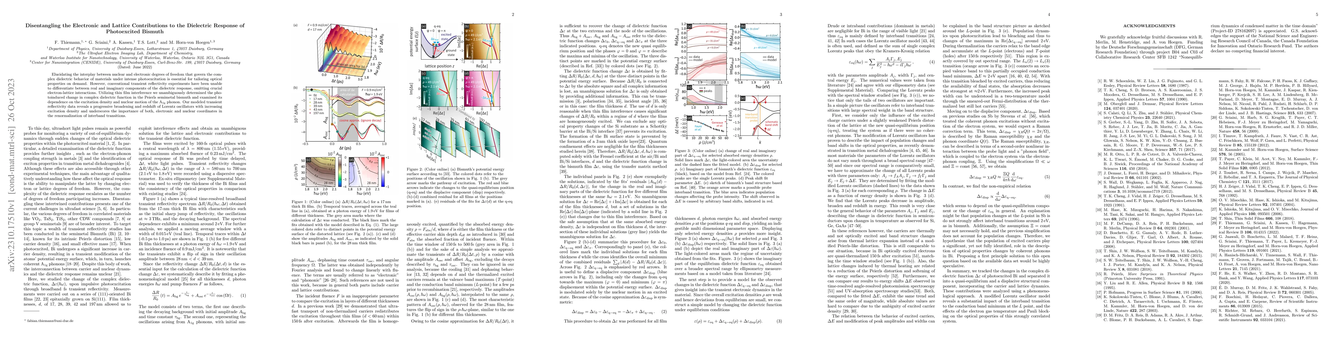 Thumbnail for Disentangling the Electronic and Lattice Contributions to the Dielectric
  Response of Photoexcited Bismuth