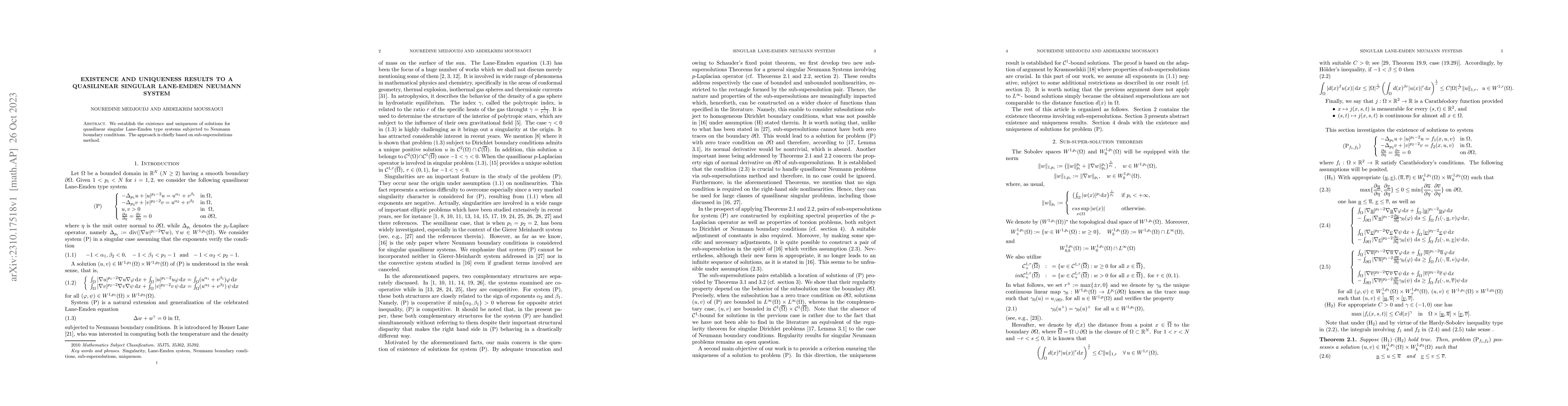 Thumbnail for Existence and uniqueness results to a quasilinear singular Lane-Emden
  Neumann system
