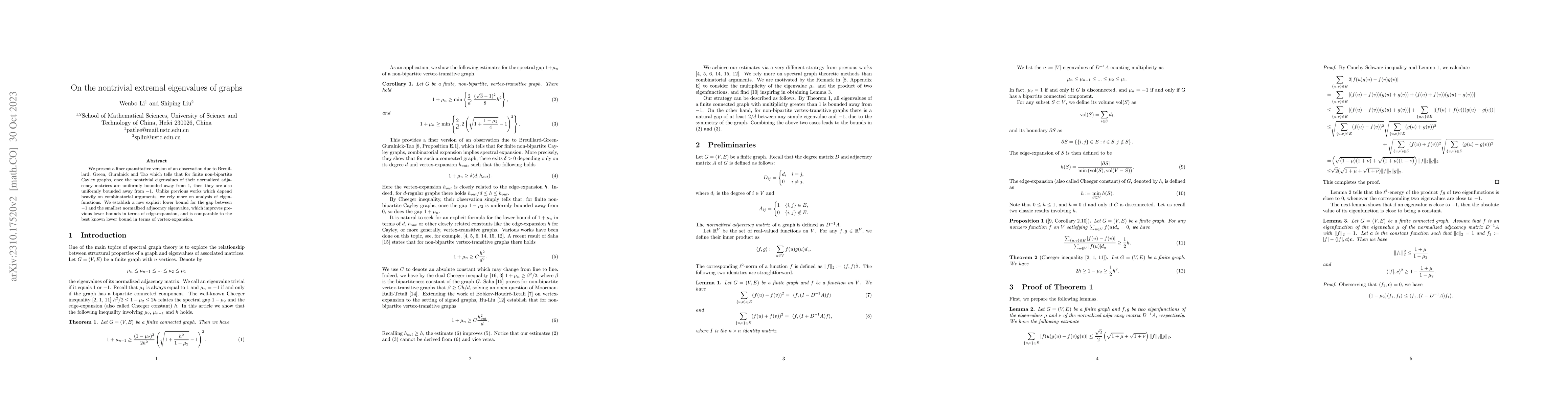 Thumbnail for On the nontrivial extremal eigenvalues of graphs