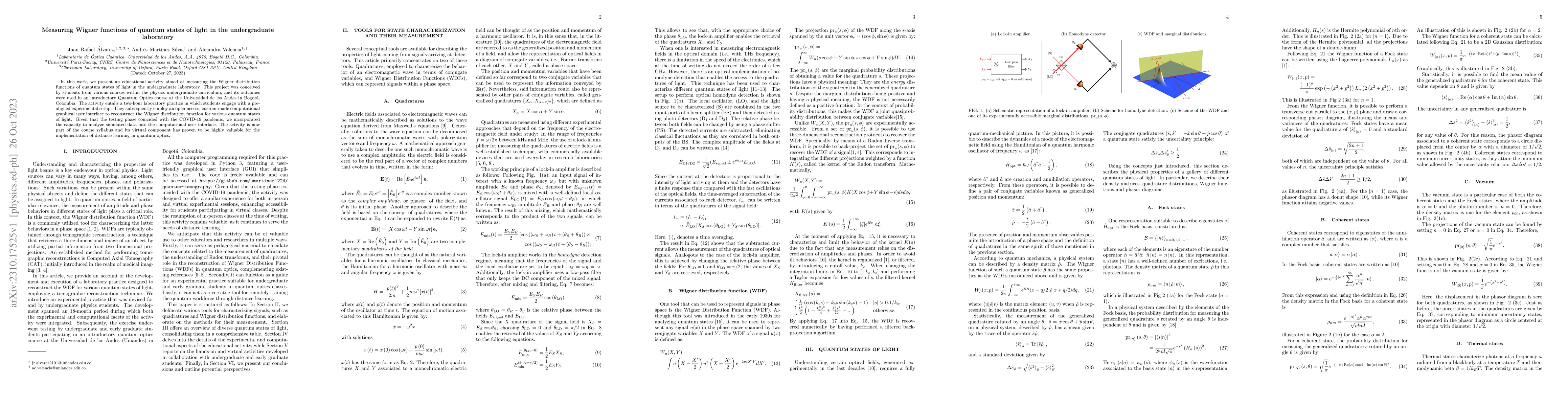 Thumbnail for Measuring Wigner functions of quantum states of light in the
  undergraduate laboratory