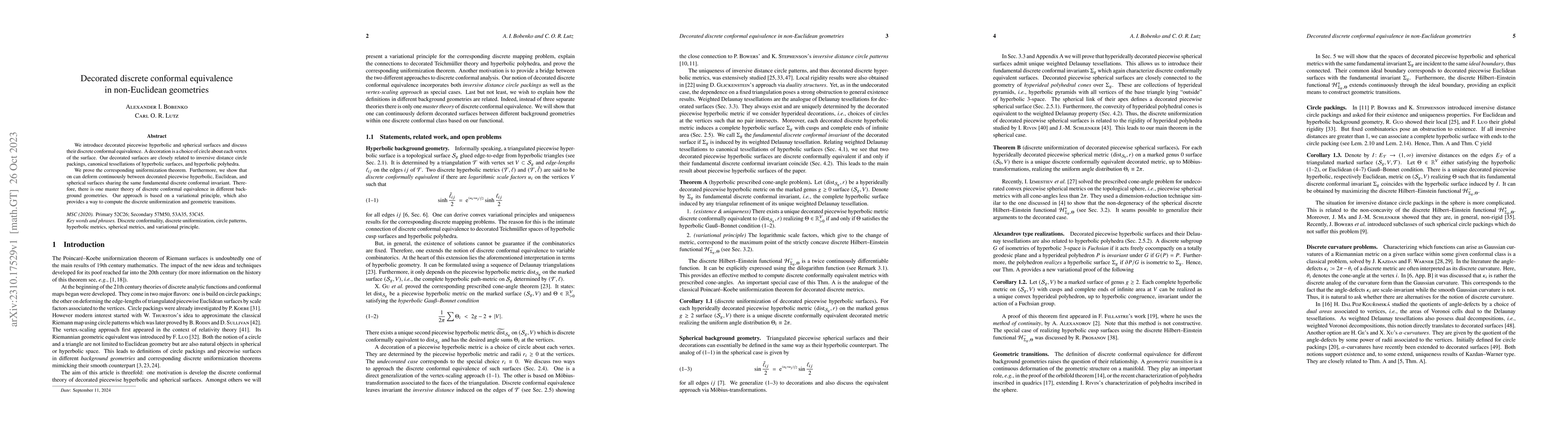 Thumbnail for Decorated discrete conformal equivalence in non-Euclidean geometries