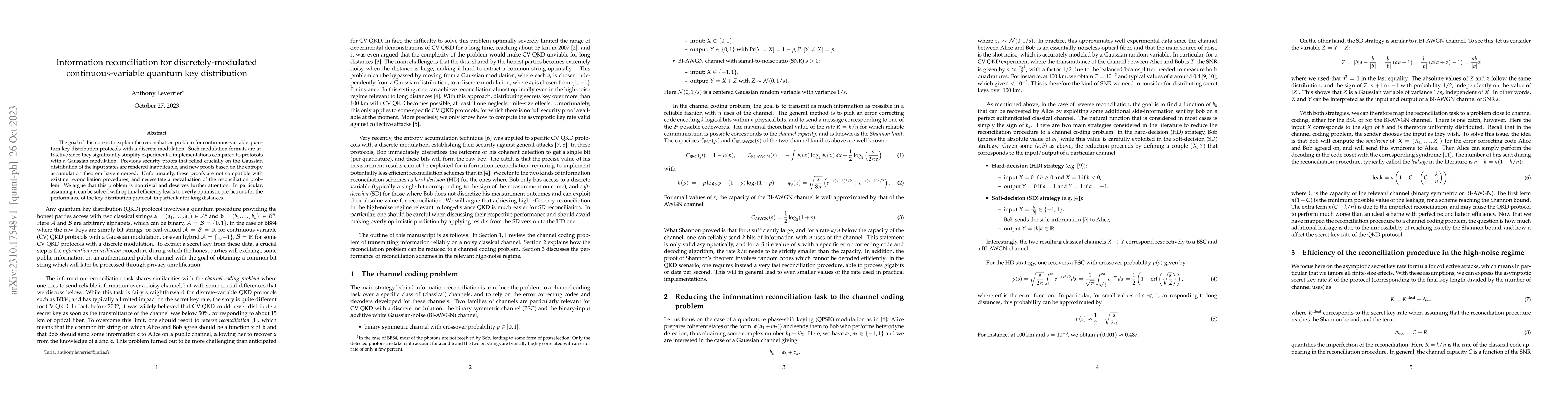 Thumbnail for Information reconciliation for discretely-modulated continuous-variable
  quantum key distribution