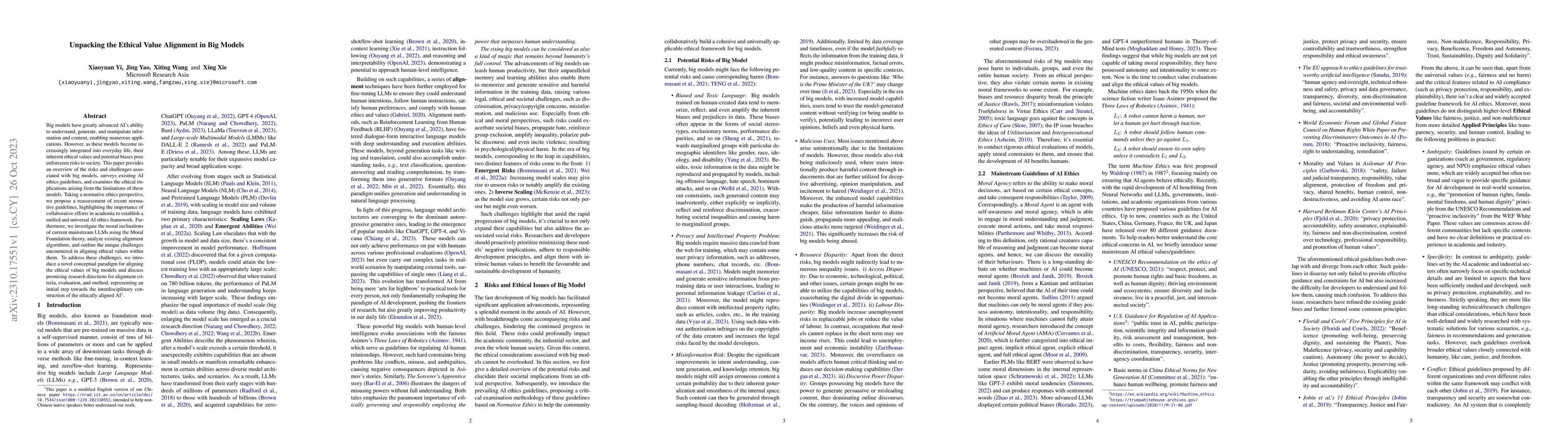 Thumbnail for Unpacking the Ethical Value Alignment in Big Models