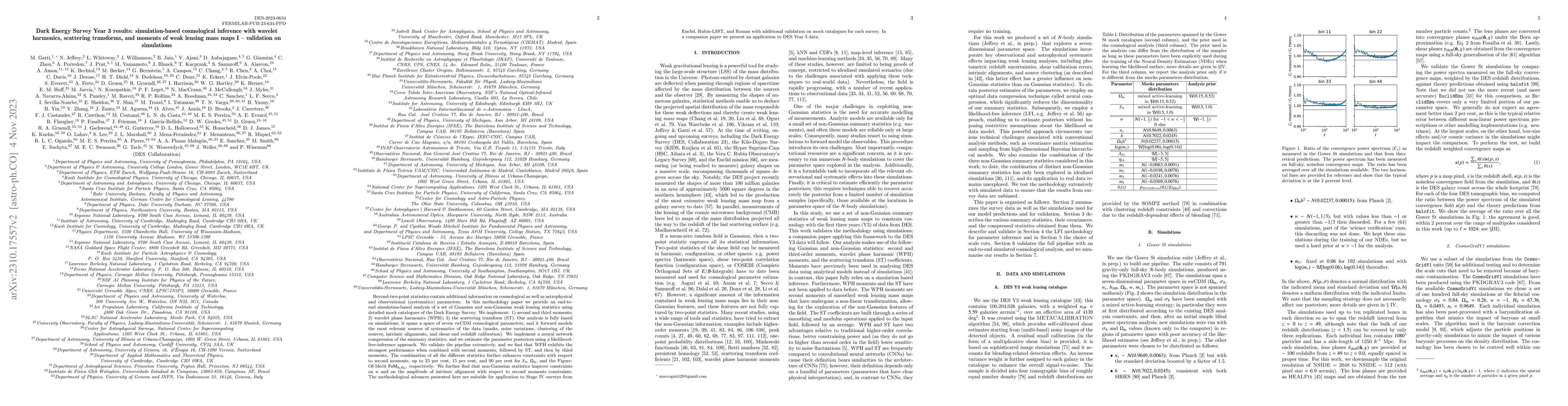 Thumbnail for Dark Energy Survey Year 3 results: simulation-based cosmological
  inference with wavelet harmonics, scattering transforms, and moments of weak
  lensing mass maps I: validation on simulations