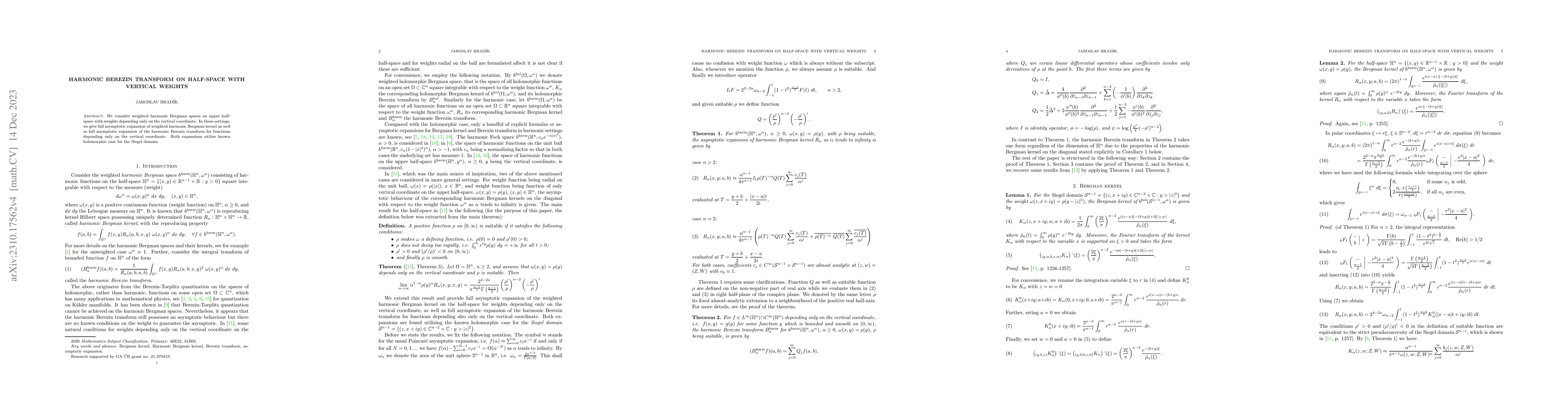 Thumbnail for Harmonic Berezin transform on half-space with vertical weights