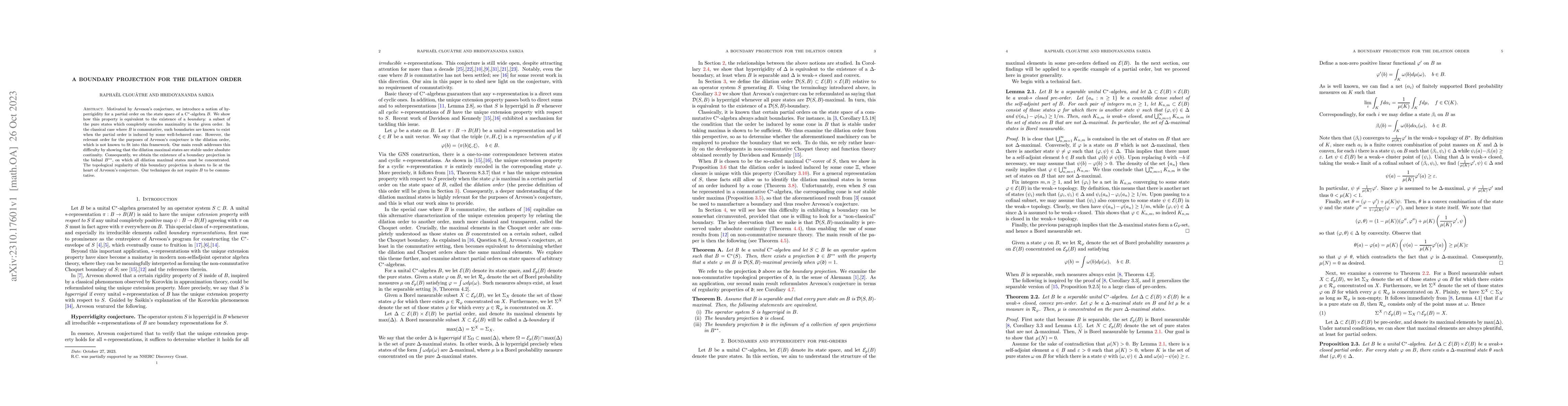 Thumbnail for A boundary projection for the dilation order
